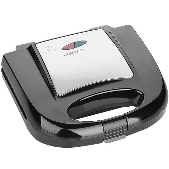 Sanduicheira e Grill Elétrica 750W Lanches Dupla Antiaderente Preta Inox 220V Agratto Sid