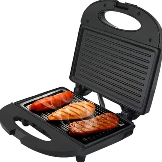 Sanduicheira Grill 2 Em 1 Kian Preta Elétrica 750w Cor Preto,Seu Mixto Quente Ultra Rápido, e Outros Petiscos