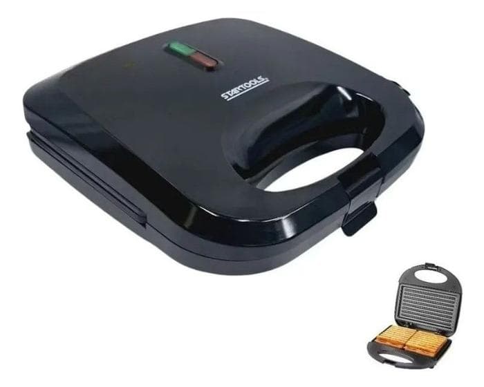 Sanduicheira Grill Elétrica 2 em 1 750W 127V Antiaderente Prensa Dupla Lanches Rápidos Compacta Fácil Limpeza Cozinha
