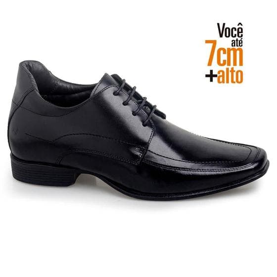 Sapato Masculino Social Couro Legitimo Salto Interno 7cm