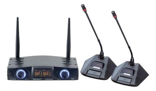 Sistema Microfone Gooseneck Duplo Sem Fio Uhf Karsect Kdr200DG 16 Frequencias