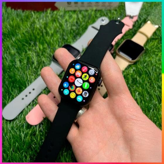 Smartwatch Watch 9 Pro Preto Inclusas 2 Pulseiras Troca Foto de Fundo, Faz e Recebe Ligações, à Prova D'gua Original com