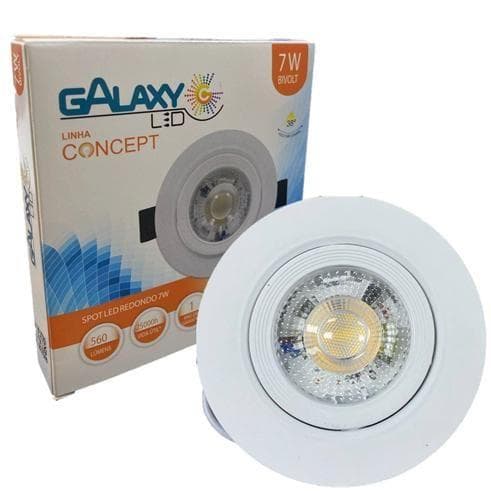 Spot Led Redondo 7w Direcionavel Branco Frio 6500K