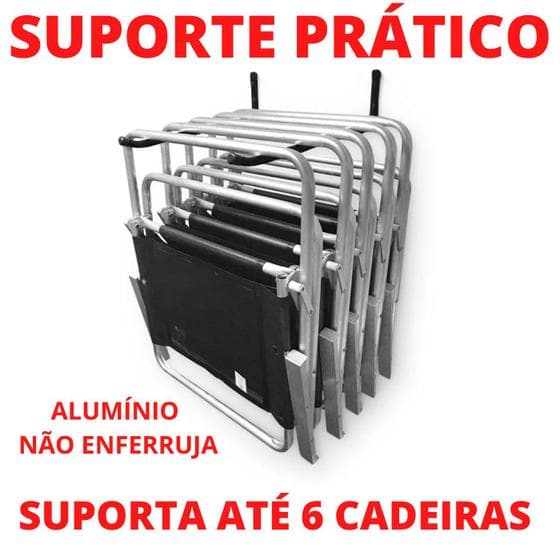 Suporte cadeira de praia fixo aluminio preto - home varais