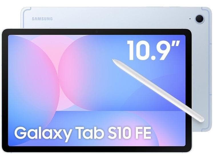 Tablet Samsung Galaxy Tab S10 FE 128GB WiFi - Azul, com Caneta S Pen e Capa, RAM 8GB, Tela 10.9"