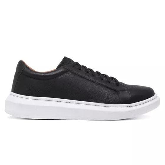 Tênis Casual Urbano 100% Couro Bovino Legítimo Sola Alta Sneaker Sapatênis Confort Premium Ultra Leve