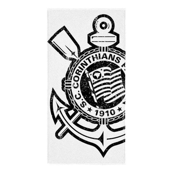 Toalha de Praia Piscina Corinthians Aveludada Branca Lepper