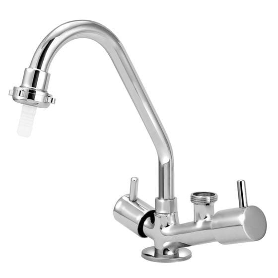 Torneira de Mesa para Tanque e Máquina com Bica Móvel e Duas Saídas Metal