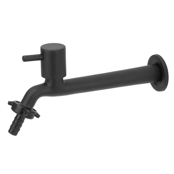 Torneira Tanque/jardim Reta Preto/Black C/bico Parede 22cm