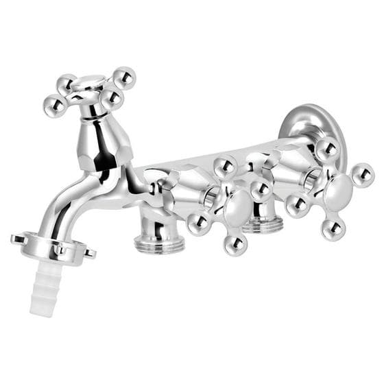 Torneira Tanque/Máquina/Jardim Metal Três Saídas Com Bico
