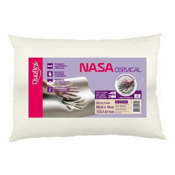 Travesseiro Cervical Nasa Ortopédico Duoflex C/ Espuma Viscoelástica
