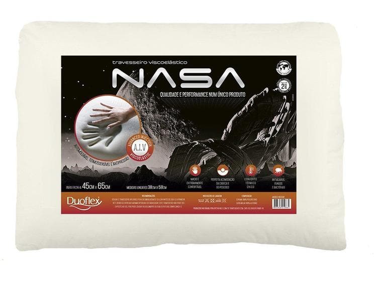 Travesseiro Nasa Baixo Antialérgico Viscoelástico 01 Peça - Duoflex
