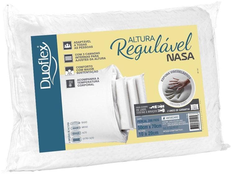 Travesseiro Nasa De Altura Regulável Duoflex 50 X 70 Rn1109