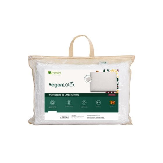 Travesseiro Vegan Látex Natural Theva Perfil Médio 15cm