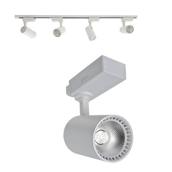 Trilho Eletrificado 1m + 4 Spot Led 10w 3000k Bivolt Branco