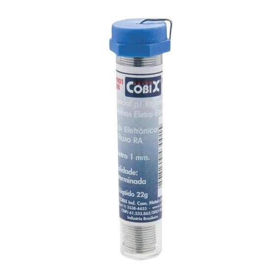 Tubo Fio Estanho P/ Solda C/ Fluxo Ra 22g 1,00mm Cobix