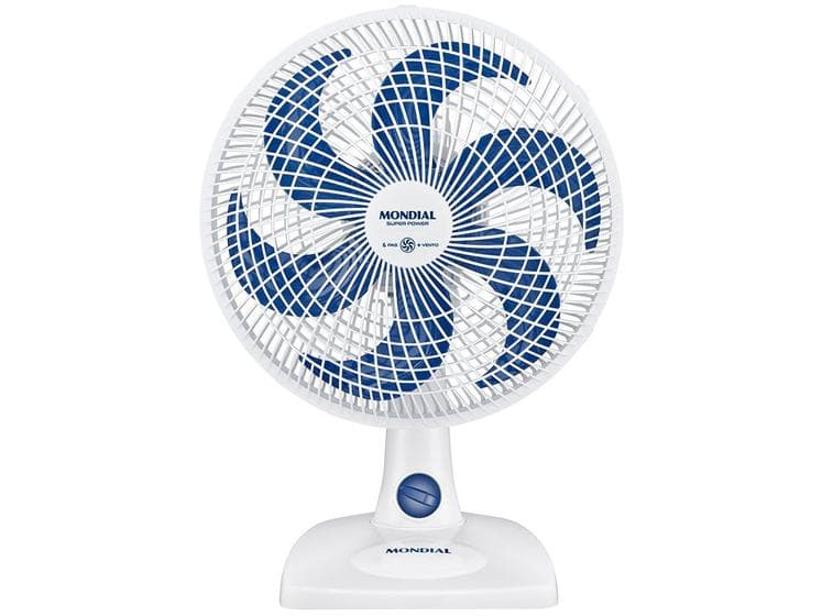 Ventilador de Mesa Mondial Super Power 6 Pás 30cm 127v Branco Azul VSP-30-W