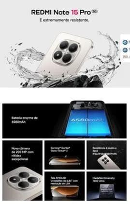 Xiaomi Redmi Note 15 Pro 256GB 8GB Azul 5G AMOLED 6,77" 120Hz, 108MP OIS, 6000mAh 33W, HyperOS 2, IP64