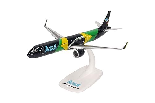 Herpa Snap-fit Airplane Model Airbus A321neo Azul Brazilian Flag on Scale of 1:200, Plastic Miniature with pedastal, Model Building, Collectors Edition