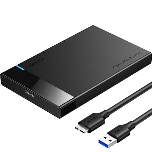 UGREEN Gabinete de disco rígido de 2,5 "Adaptador USB 3.0 para SATA III suporta SSD e HDD de 2,5 polegadas Gabinete de disco rígido externo de 9,5 mm 7 mm com UASP compatível com WD Seagate To