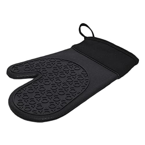 Mimo Style Luva de Silicone Preta com Tecido no Pulso, Suporta Temperaturas de Até 220ºC Sem Transferência de Calor e Sem Causar Ferimentos às Mãos, Silicone de e Durabilidade