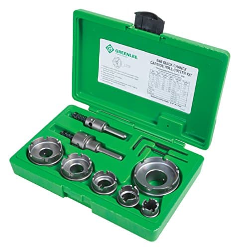 Kit de cortador de orifício de carboneto de aço inoxidável Greenlee Kwik Change, 648, 9-Piece