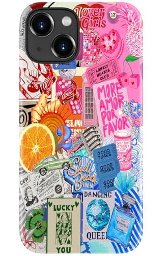 DorisMax Capa para iPhone 15 Plus - Compatível com carregamento sem fio - Capa rígida de camada dupla + capa de silicone - Capa protetora para celular à prova de choque com designs elegantes para