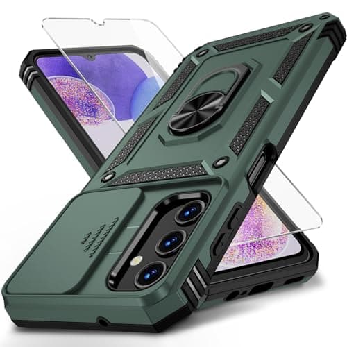 Capa para Samsung Galaxy A13 5G, capa de telefone Galaxy A13 5G, capa de celular deslizante protetor de tela HD, suporte magnético de grau militar, suporte de anel à prova de choque, verde pinho